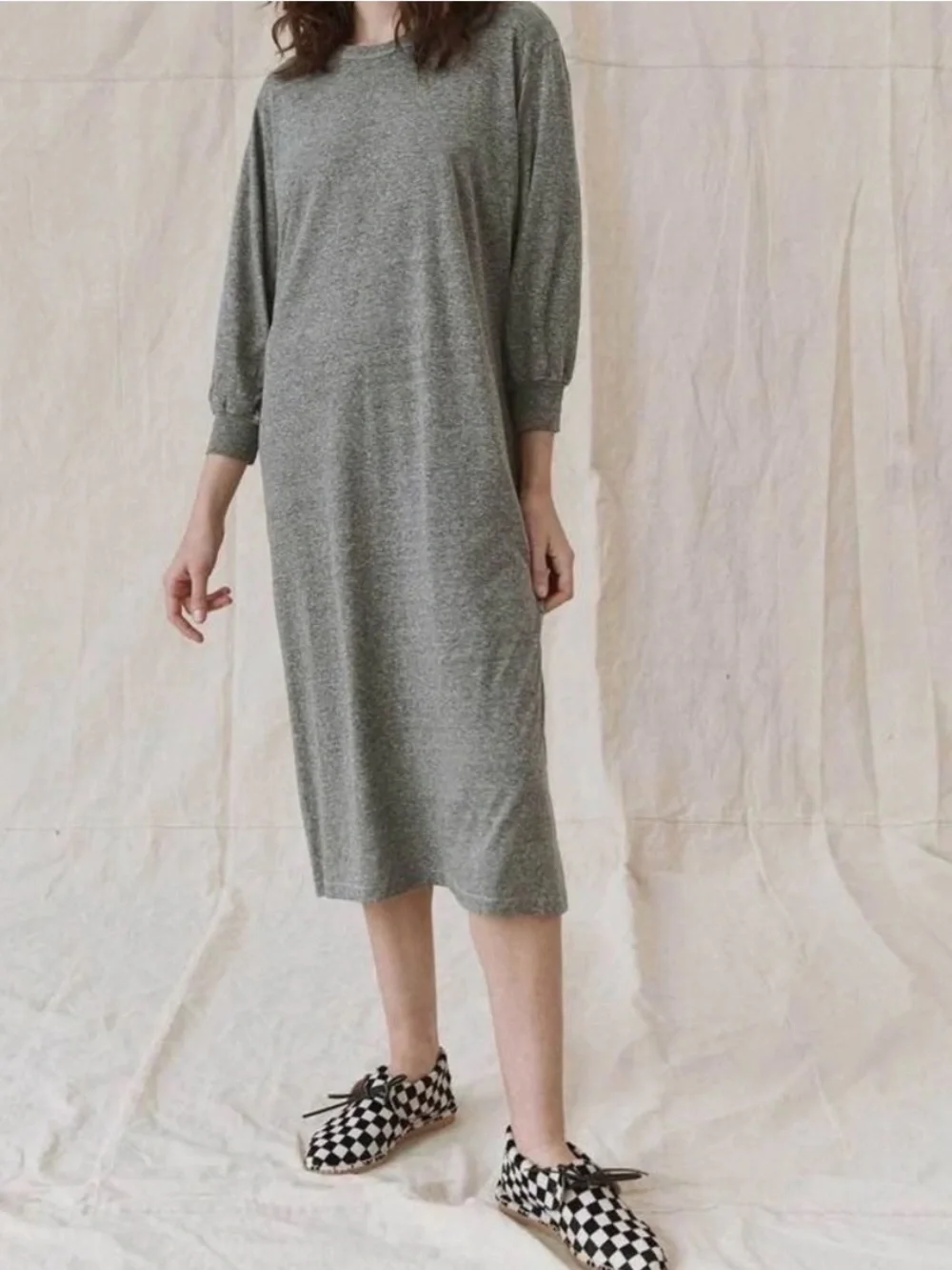 The Great. Dresses | The Great. Sweatshirt Dress Column Midi In Light Heather Grey | Color: Gray | Size: M | Annasmith12699's Closet